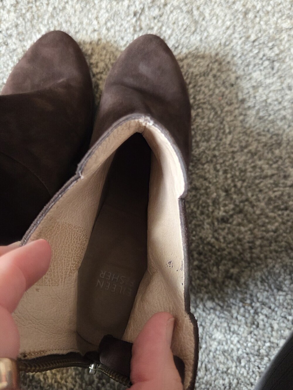 Eileen Fisher Peer-Su Dark Brown Suede Ankle Booties 8.5 - Picture 9 of 11